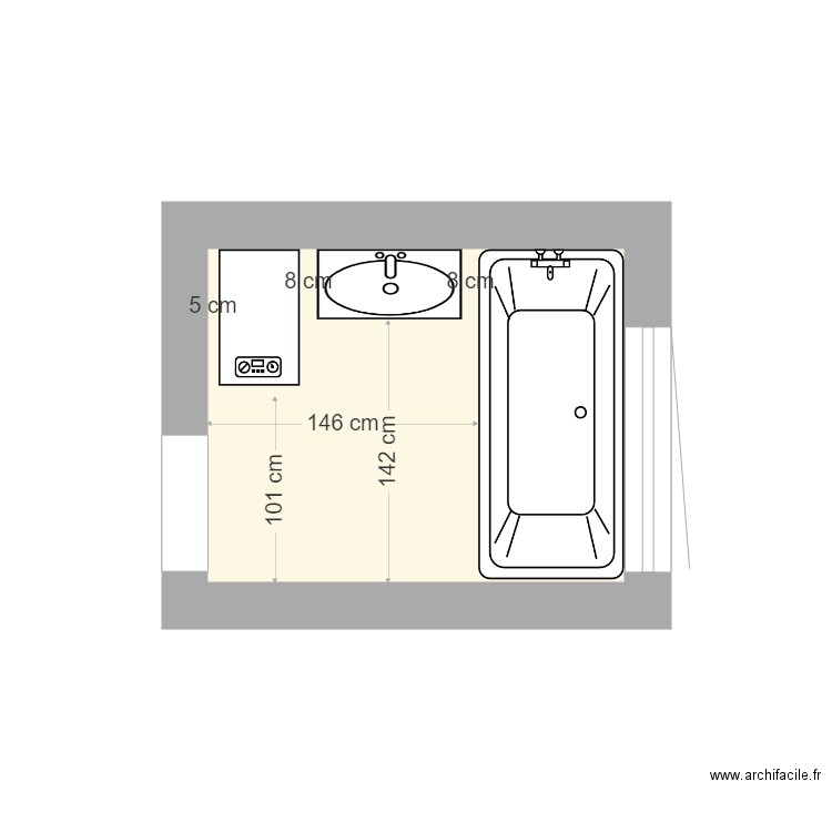 BECUWE. Plan de 1 pièce et 4 m2