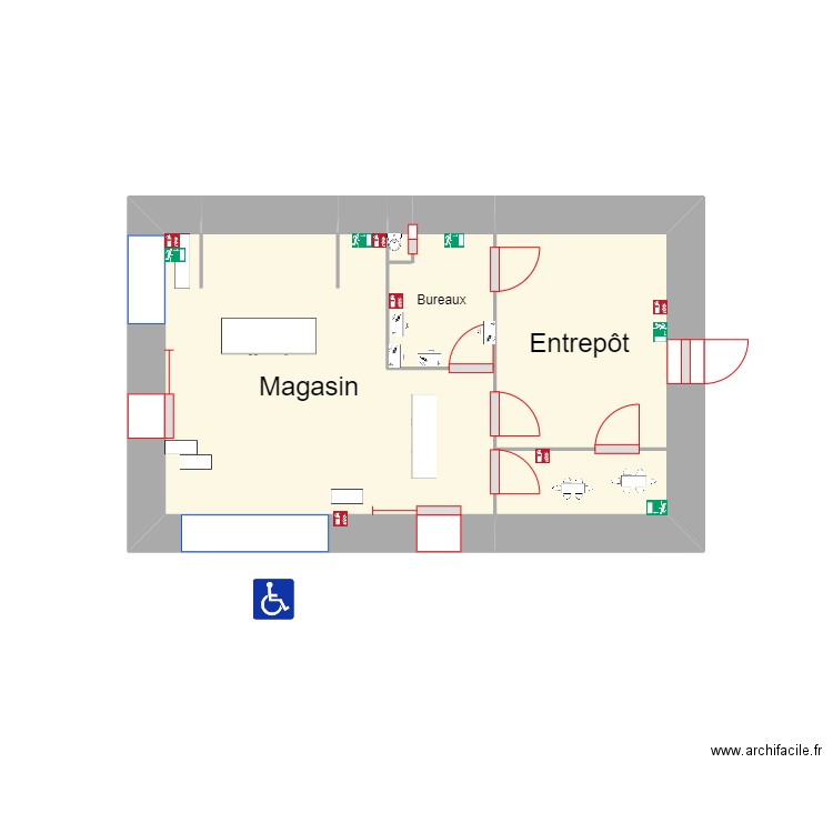 plan uc. Plan de 3 pièces et 7 m2