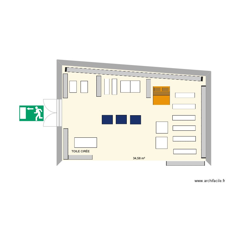 FOND DU MAGASIN. Plan de 1 pièce et 35 m2