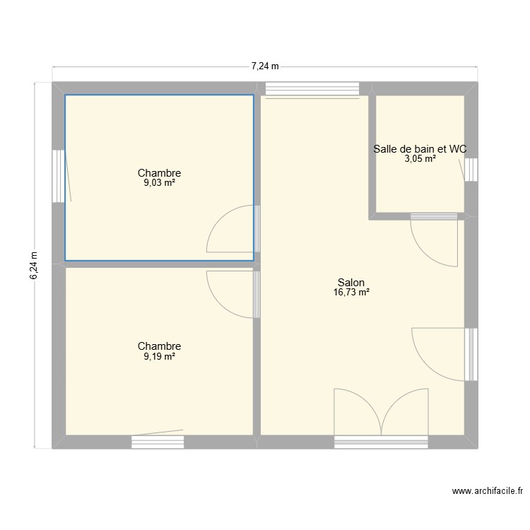 Monbrial. Plan de 4 pièces et 38 m2