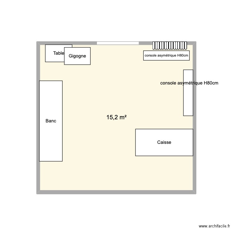 Boutique Ziggy. Plan de 1 pièce et 15 m2