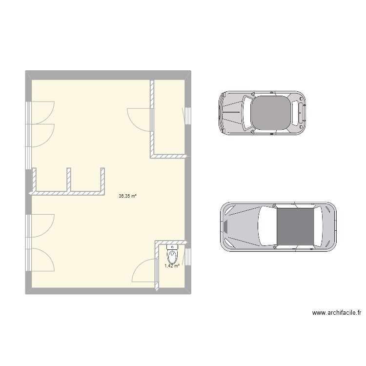 T1 LEZAN. Plan de 2 pièces et 38 m2