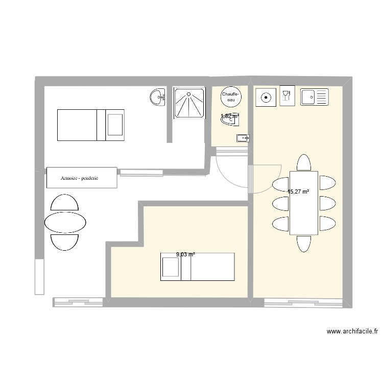 plan 2. Plan de 7 pièces et 59 m2