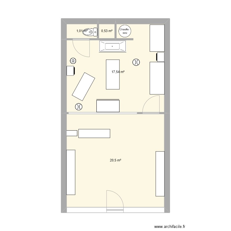 salon 2024. Plan de 4 pièces et 40 m2