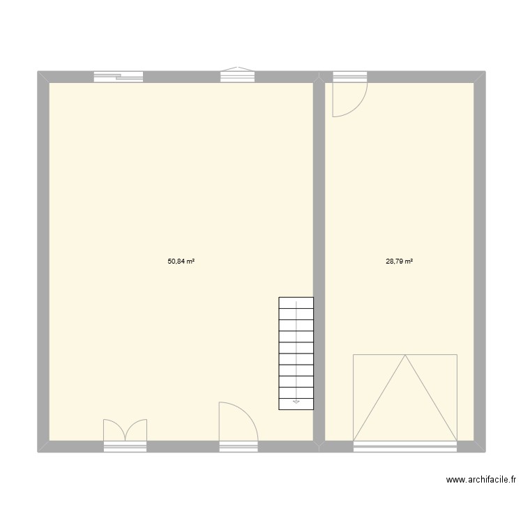 maison. Plan de 2 pièces et 80 m2