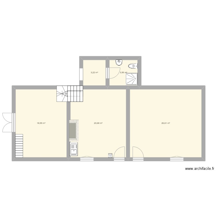 viviers. Plan de 5 pièces et 73 m2