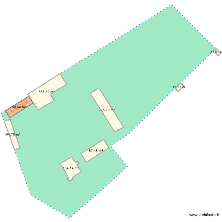 Projet Box. Plan de 15 pièces et 1382 m2