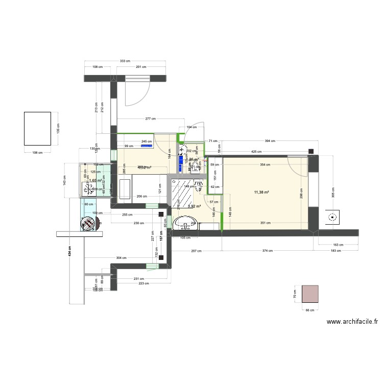 Pl6 Nov-24 Nytt Bad Wc Sov v5. Plan de 5 pièces et 25 m2