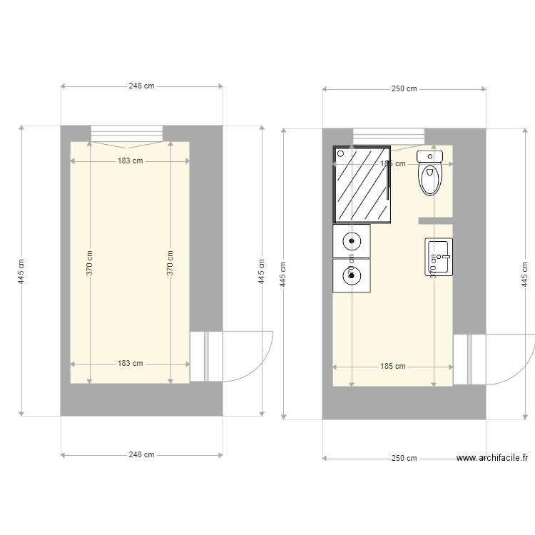 modification buanderie 1. Plan de 2 pièces et 14 m2