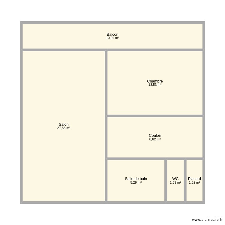 Appartement. Plan de 7 pièces et 68 m2