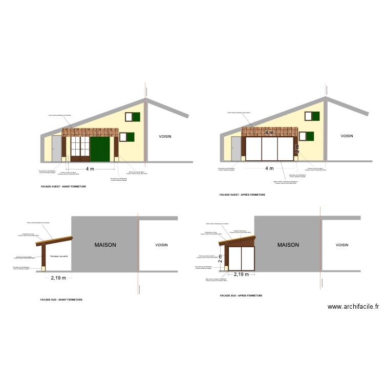 Plan facade V2. Plan de 12 pièces et 105 m2