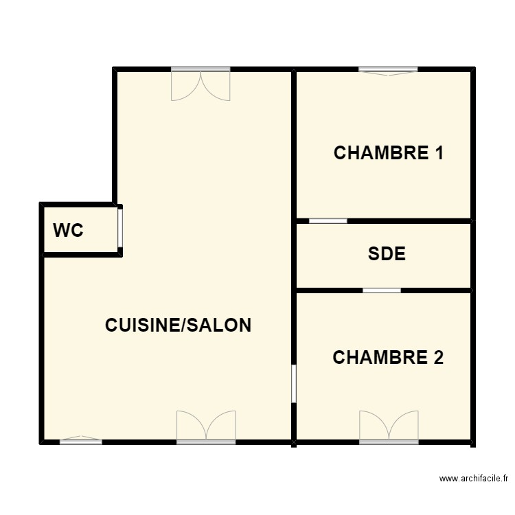 GICQUEL. Plan de 2 pièces et 83 m2