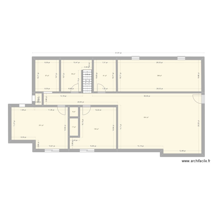 Sous-sol. Plan de 9 pièces et 156 m2