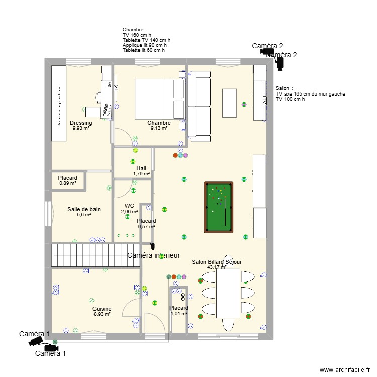 maison 39 RDC meublé et elect. Plan de 11 pièces et 87 m2