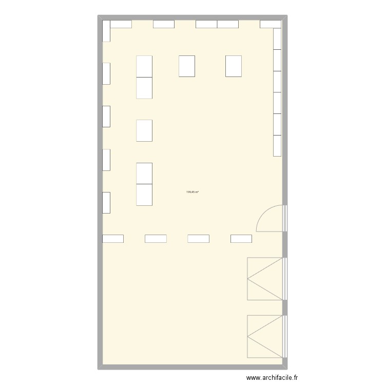 Magasin . Plan de 1 pièce et 199 m2