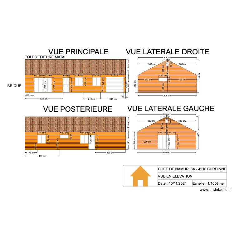 BURDINNE - VUE EN ELEVATION - V1.00. Plan de 0 pièce et 0 m2