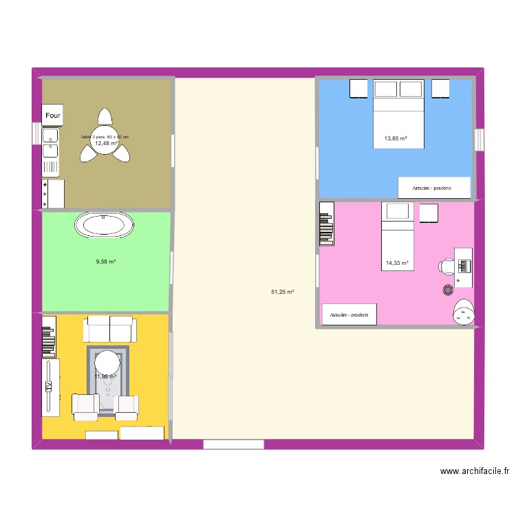 Plan au sol du court metrage. Plan de 6 pièces et 113 m2