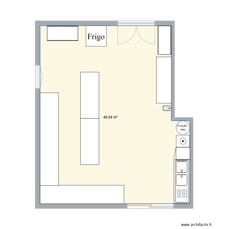 labo galettes amenagement. Plan de 1 pièce et 47 m2