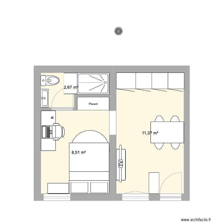 Plan précis Asnières Appartement 2. Plan de 3 pièces et 23 m2