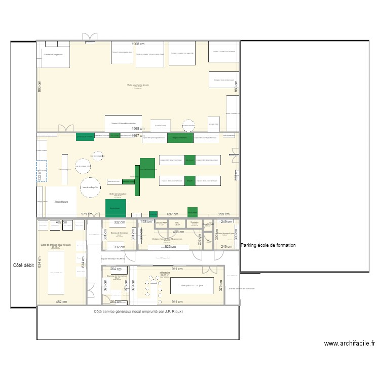 Plan futur école de formation 2. Plan de 13 pièces et 459 m2