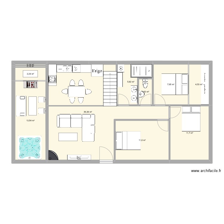 Projet dav. Plan de 11 pièces et 99 m2