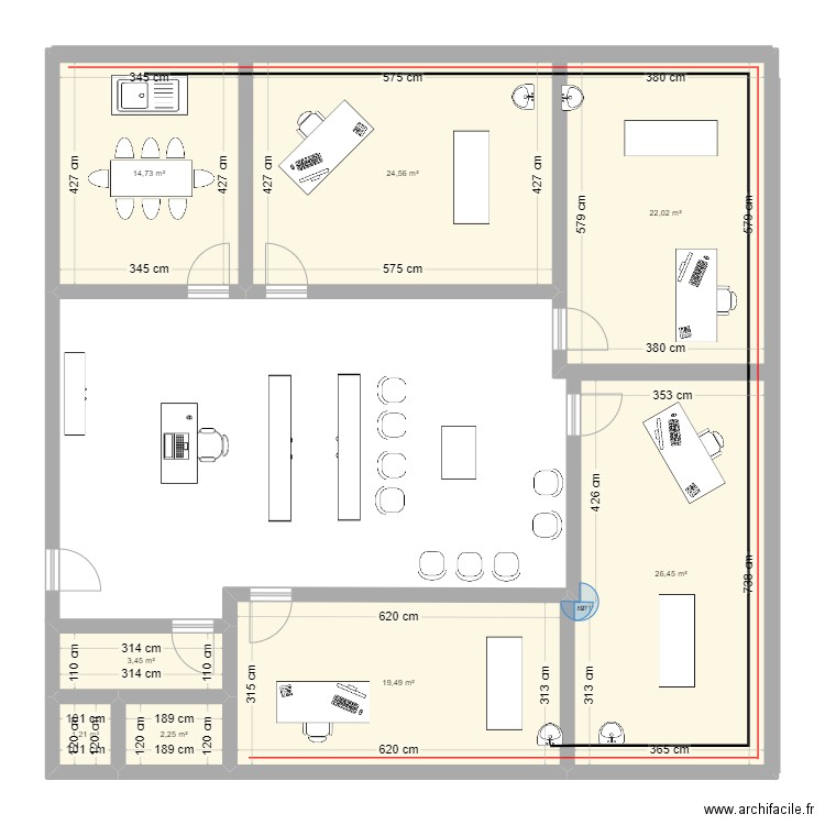 R+1. Plan de 8 pièces et 114 m2