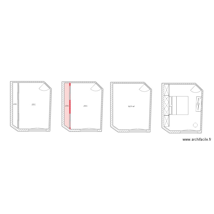 CHAMBRE . Plan de 6 pièces et 50 m2