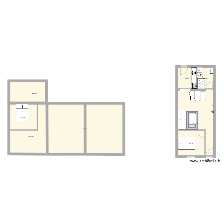 Soullans gare. Plan de 8 pièces et 128 m2