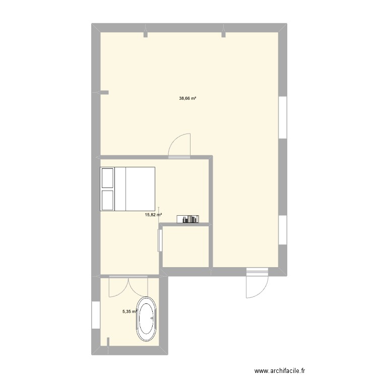 Réno plateau périgueux 61m2. Plan de 1 pièce et 61 m2