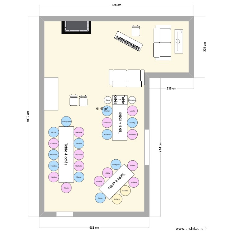 plan 3. Plan de 1 pièce et 62 m2