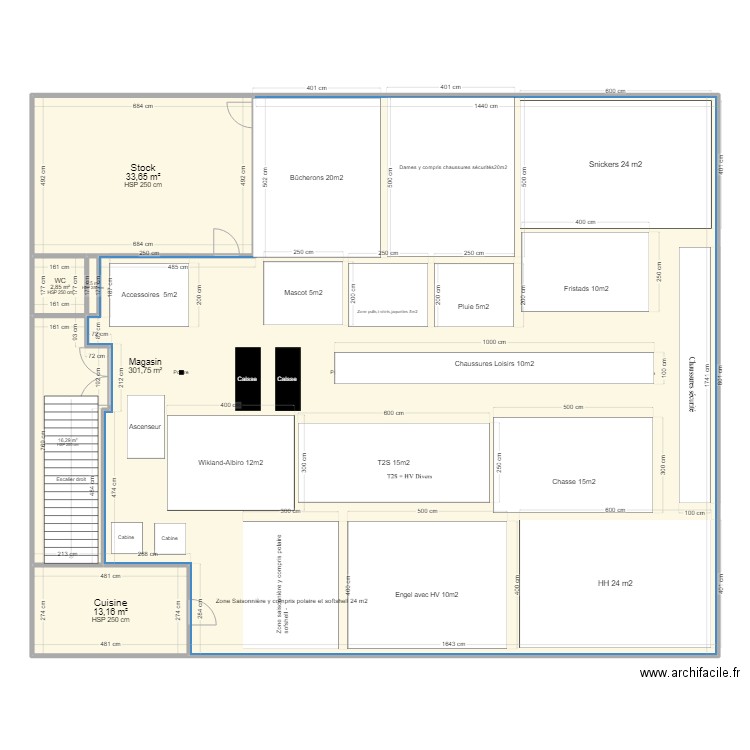 Magasin Yverdon FW. Plan de 6 pièces et 368 m2