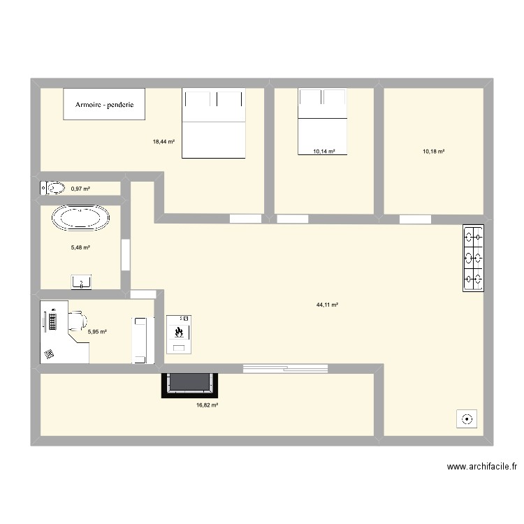 Maison Civrac. Plan de 8 pièces et 112 m2