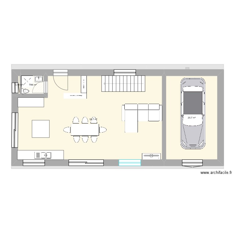 Plan Lulu. Plan de 13 pièces et 234 m2