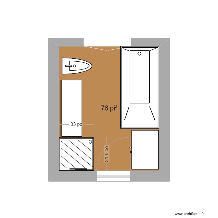 salle de bain s-s. Plan de 1 pièce et 7 m2