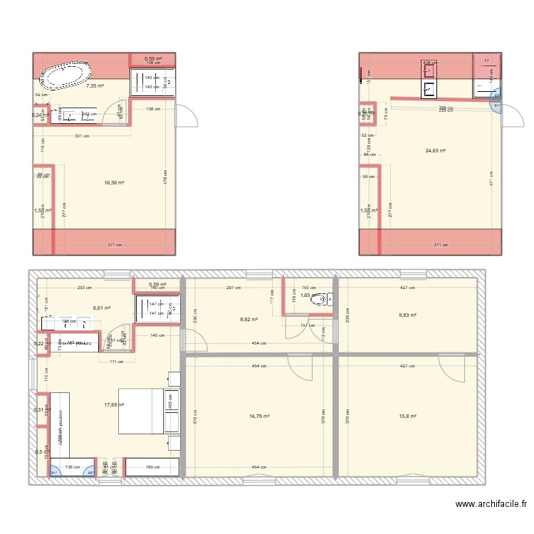 MAISON MOUETTES PROJET ETAGE. Plan de 19 pièces et 131 m2