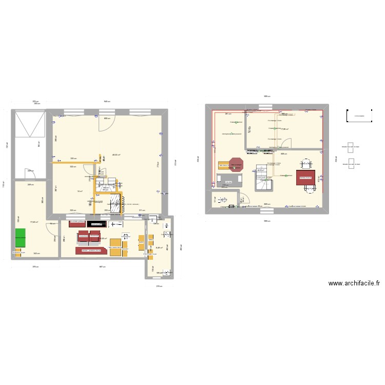 Stockage travaux carrelage. Plan de 7 pièces et 175 m2