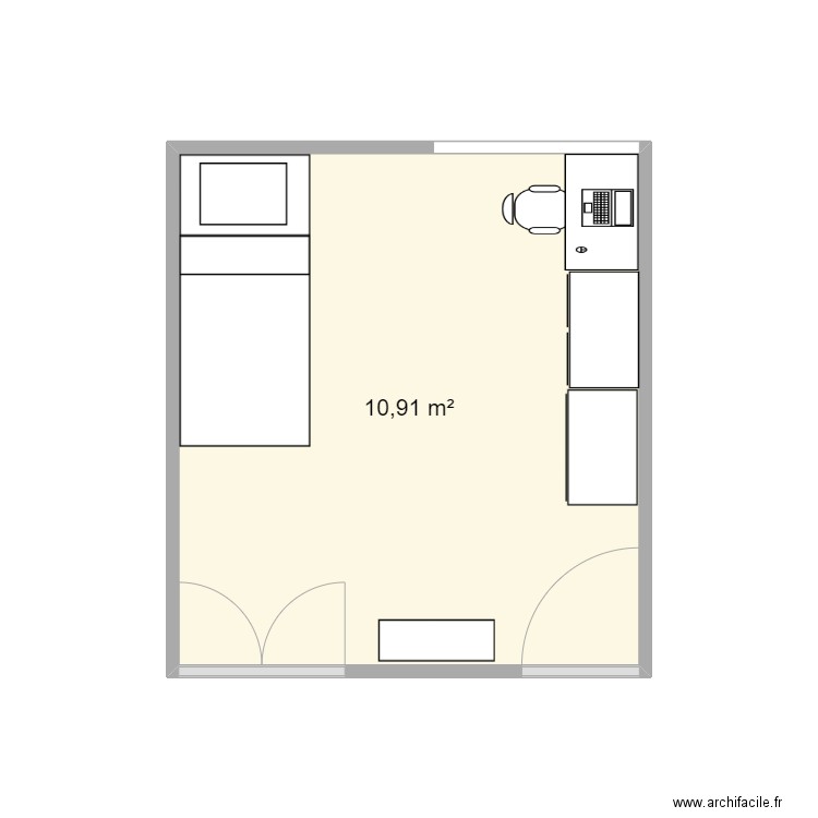 Emma. Plan de 1 pièce et 11 m2