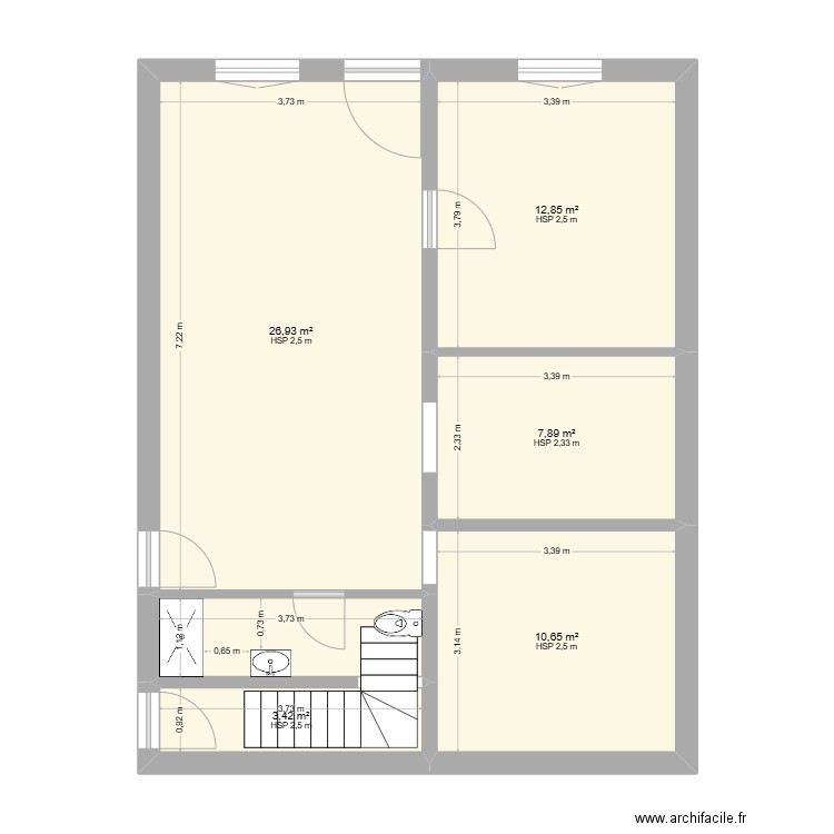 MARC VINCENT Les Montils RDC. Plan de 6 pièces et 66 m2