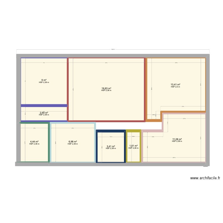 Blonville 2. Plan de 9 pièces et 72 m2