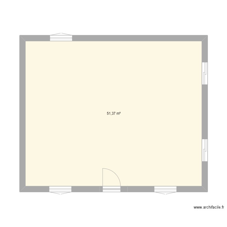 Etage cote vierge. Plan de 1 pièce et 51 m2