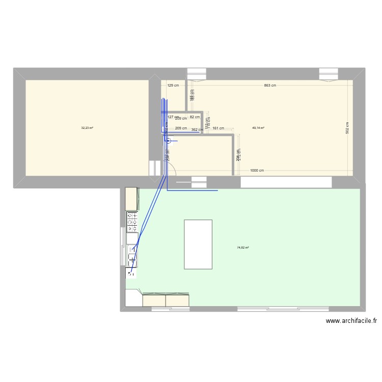 pruines 12. Plan de 3 pièces et 156 m2