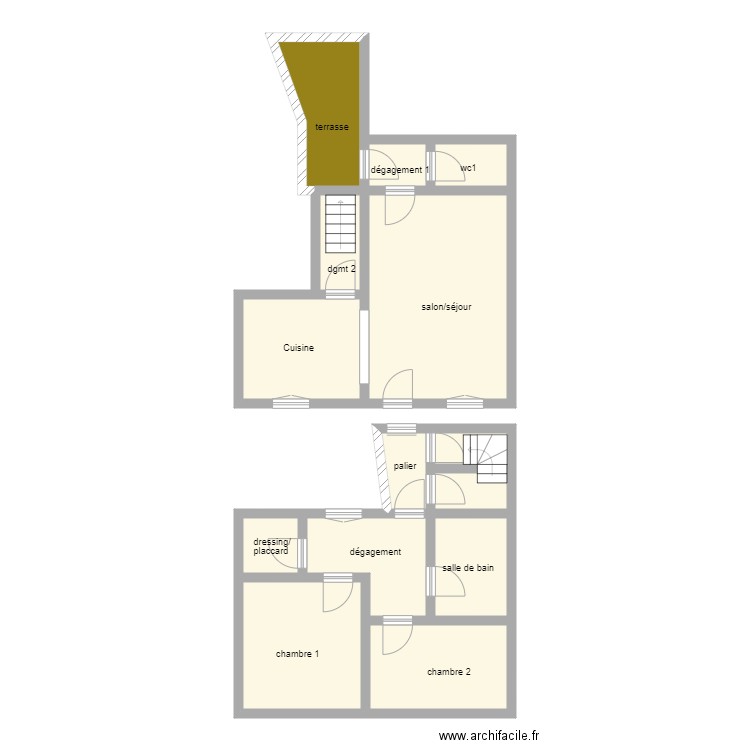 0464. Plan de 14 pièces et 81 m2