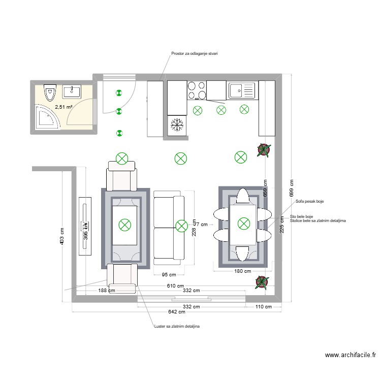 Stan 1. Plan de 1 pièce et 3 m2