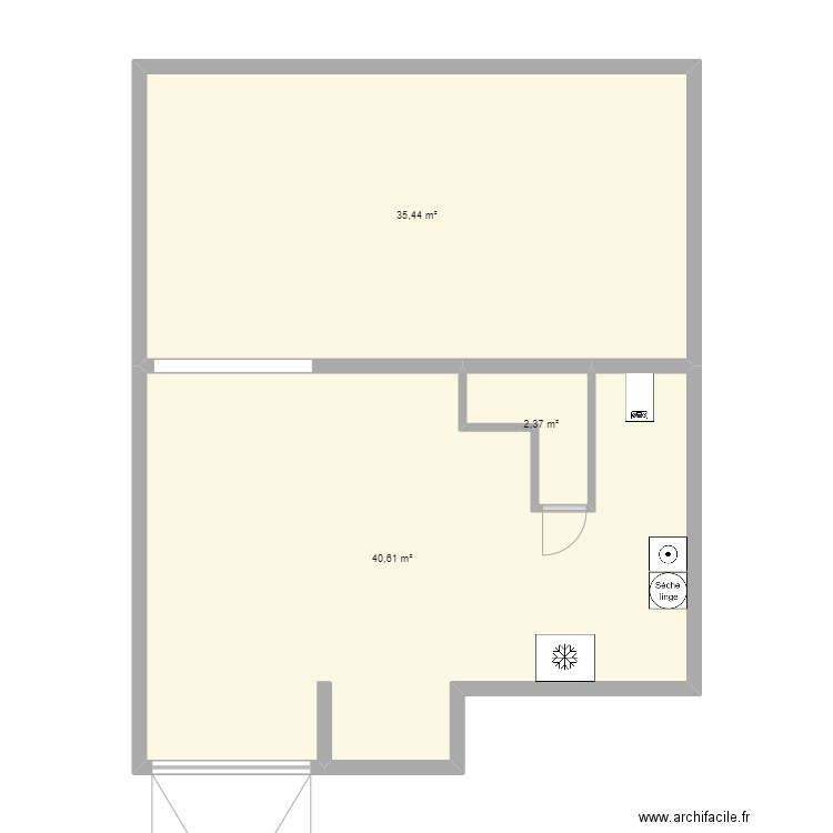 Buanderie. Plan de 3 pièces et 78 m2