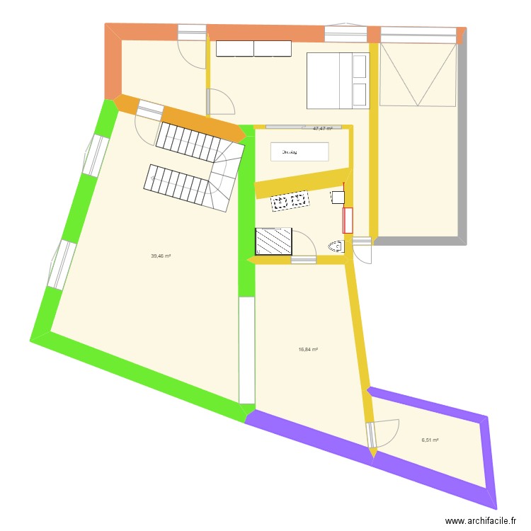 Rénovation G.Luneau. Plan de 4 pièces et 110 m2