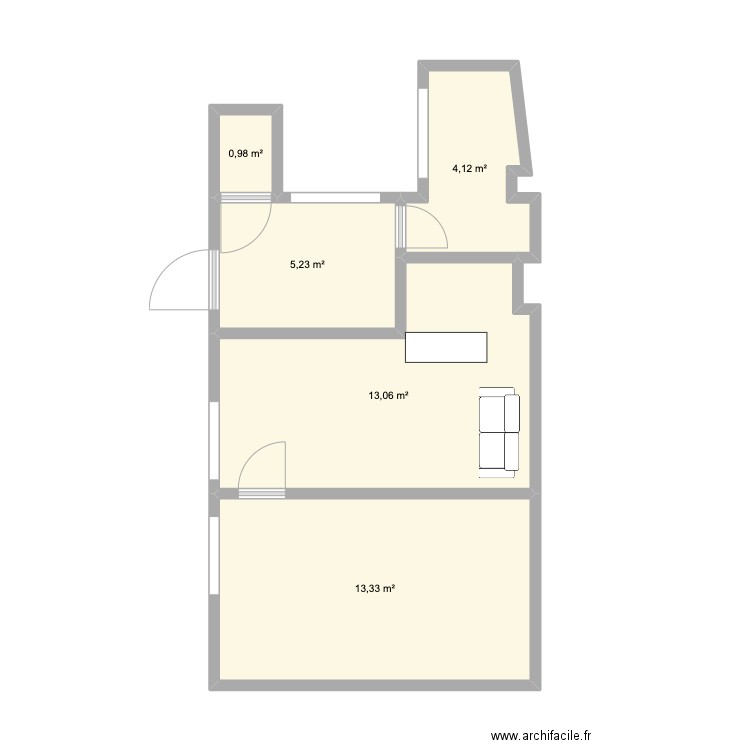 AMSTERDAM. Plan de 5 pièces et 37 m2