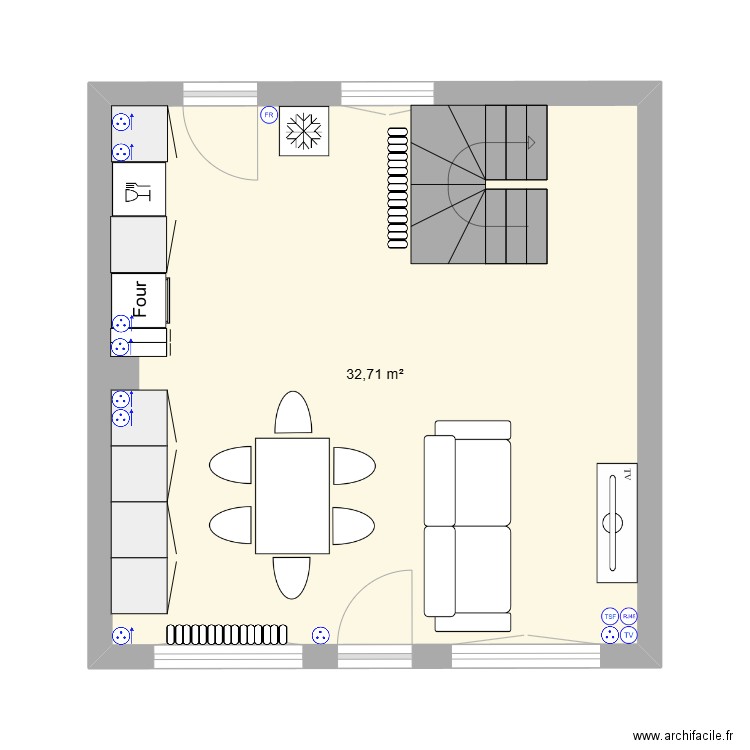 Ault. Plan de 1 pièce et 33 m2