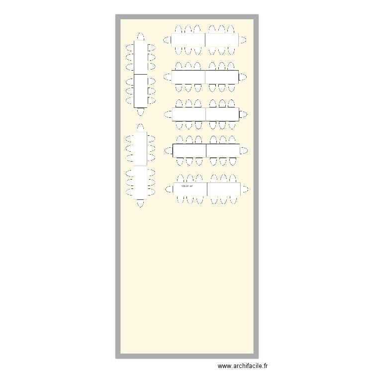 Salle dîner mariage. Plan de 1 pièce et 160 m2