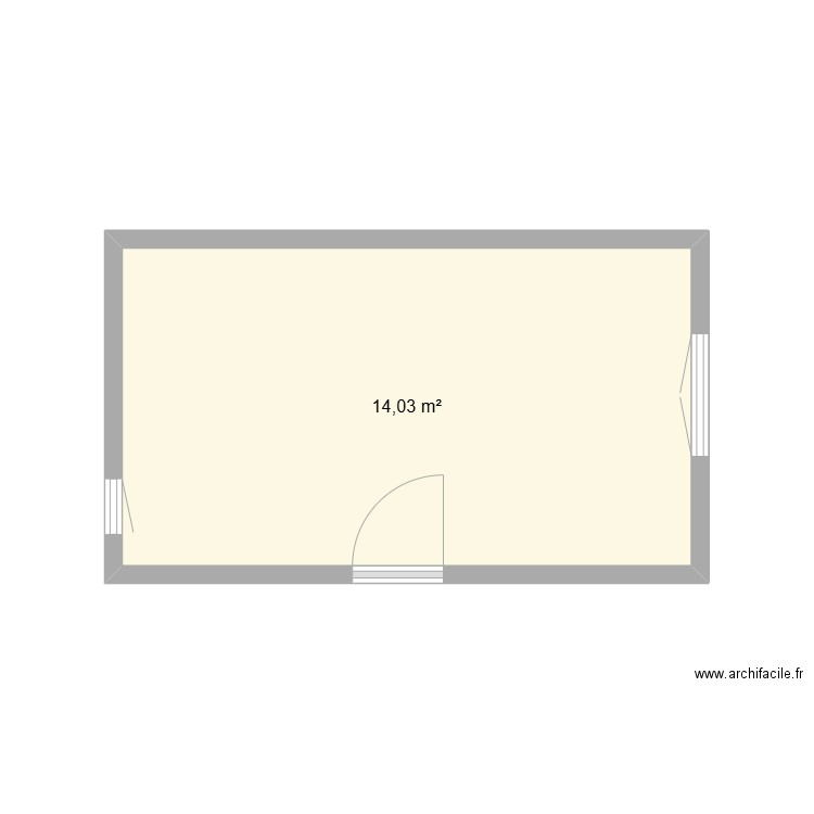 bureau. Plan de 1 pièce et 14 m2