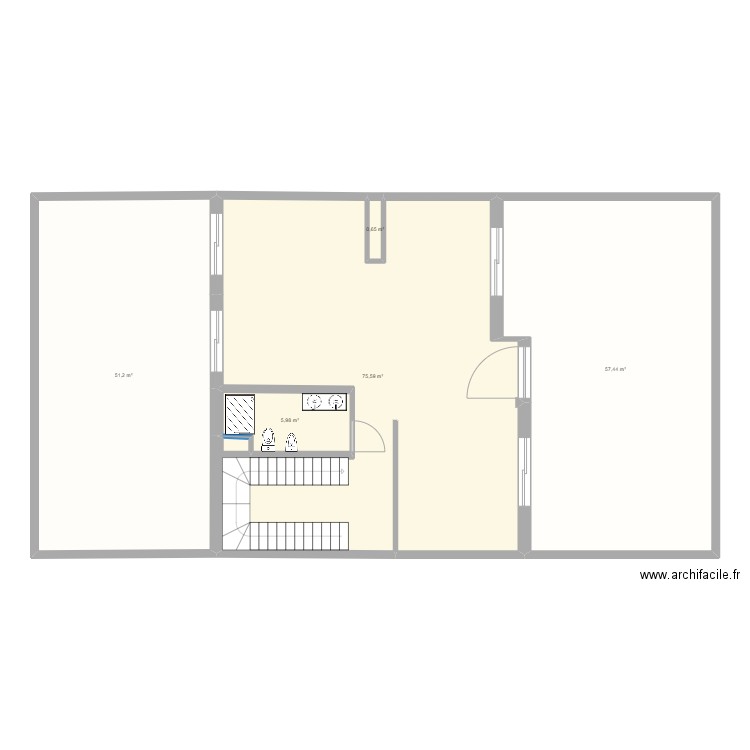 PLAN RDC. Plan de 5 pièces et 191 m2